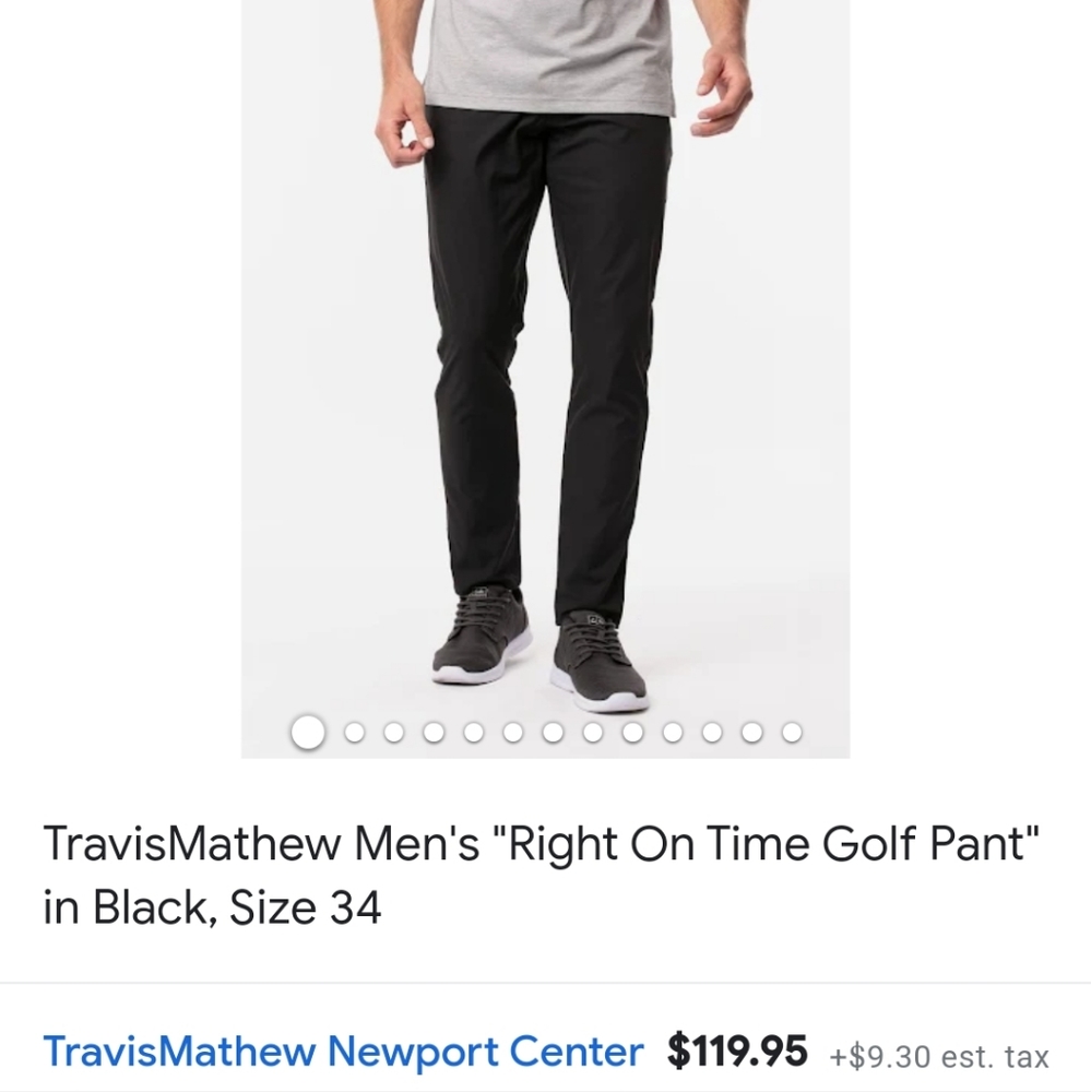 NWOT Travis Mathew Right On Time Golf Pants